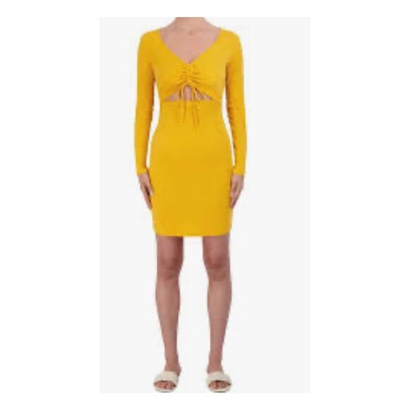 BCBG Paris Dresses & Skirts - BCBG PARIS Rib Knit Cut Out Long Sleeve Body Con Dress LG